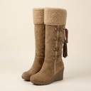 Marielle | Mid Calf Winter Boots – Casual Wedge Heel Buckle Strap Plush Cuff