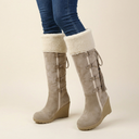 Marielle | Mid Calf Winter Boots – Casual Wedge Heel Buckle Strap Plush Cuff