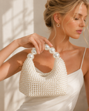 Marietta | Pearl Beaded Handbag – Evening Hobo Shape Oversized Bead Handle