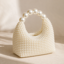 Marietta | Pearl Beaded Handbag – Evening Hobo Shape Oversized Bead Handle