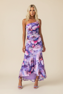 Marissa | Floral Mesh Maxi – One Shoulder Ruched Body-Con Wedding Guest Dress