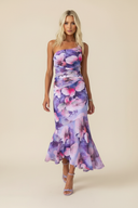 Marissa | Floral Mesh Maxi – One Shoulder Ruched Body-Con Wedding Guest Dress
