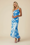 Marissa | Floral Mesh Maxi – One Shoulder Ruched Body-Con Wedding Guest Dress