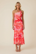 Marissa | Floral Mesh Maxi – One Shoulder Ruched Body-Con Wedding Guest Dress