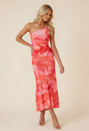 Marissa | Floral Mesh Maxi – One Shoulder Ruched Body-Con Wedding Guest Dress