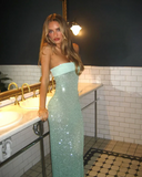 Maritza | Strapless Sequin Midi – Bandeau Contrast Trim Party Wedding Guest Dress