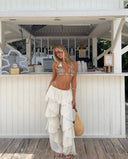 Marley | Sheer Ruffle Wide Leg Trousers – High Waist Flowy Beach Holiday Summer