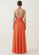 Marlowe | Halter Neck Pleated Maxi – Deep V Ruffle Bodice Wedding Guest Dress