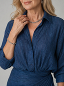 Maude | Shirt Solid Maxi Dress – Dinner Wrap Front Collared Long Sleeve