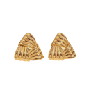Maya | Gold Ribbed Fan Stud Earrings – Chunky Statement Summer Party Jewellery