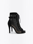 Mazarine | Mesh Ankle Boots – Evening Open Toe Lace Up Stiletto Heel Buckle Strap
