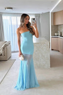 Melody | Strapless Maxi – Bandeau Sheer Mesh Skirt Formal Prom Wedding Guest Dress