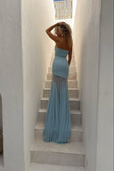 Melody | Strapless Maxi – Bandeau Sheer Mesh Skirt Formal Prom Wedding Guest Dress