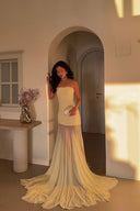 Melody | Strapless Maxi – Bandeau Sheer Mesh Skirt Formal Prom Wedding Guest Dress