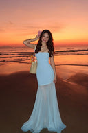 Melody | Strapless Maxi – Bandeau Sheer Mesh Skirt Formal Prom Wedding Guest Dress