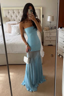 Melody | Strapless Maxi – Bandeau Sheer Mesh Skirt Formal Prom Wedding Guest Dress
