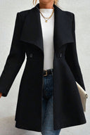 Meredith | Waterfall Lapel Coat – Long Sleeve Open Front