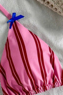 Mia | Striped Triangle Bikini Set – Halter Tie Side Bow Beach Swimwear