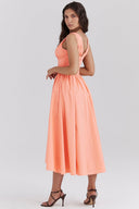 Michelle | Floral Midi – V Neck Sleeveless Corset Bodice Full Skirt Garden Party Dress