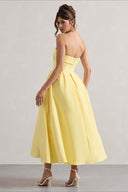 Mikayla | Strapless Pleated Midi Dress – Party Foldover Neck Full Skirt