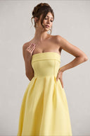Mikayla | Strapless Pleated Midi Dress – Party Foldover Neck Full Skirt