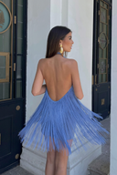 Millie | Halter Neck Fringe Tiered Mini – Sleeveless Party Occasion Dress