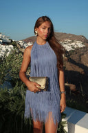 Millie | Halter Neck Fringe Tiered Mini – Sleeveless Party Occasion Dress