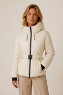 Minerva | Quilted Puffer Jacket – Winter Hooded Belted Zip Front Pleated Hem