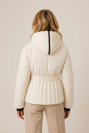 Minerva | Quilted Puffer Jacket – Winter Hooded Belted Zip Front Pleated Hem