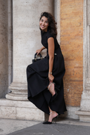 Monika | Solid Maxi Dress – Formal Mock Neck Cap Sleeve Panel Seams