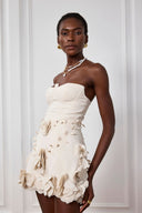 Monroe | 3D Floral Mini – Strapless Bustier Corset A-Line Wedding Guest Dress