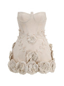 Monroe | 3D Floral Mini – Strapless Bustier Corset A-Line Wedding Guest Dress
