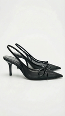 Moore | Mesh Slingback Pumps – Pointed Toe Bow High Heel Evening Shoes