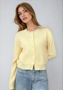 Morwenna | Classic Plain Knit Cardigan – Crew Neck Button Front Long Sleeve