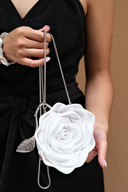 Nadia | Floral Rose Clutch Bag – Evening Sculpted Petal Chain Strap