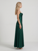 Nadine | Satin Maxi Dress – Evening Cowl Neck Spaghetti Strap Draped Front