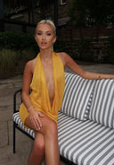 Nala | Knit Mini – Plunge Halter Neck Open Back Summer Party Dress