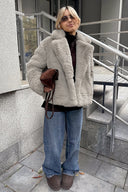 Nancy | Oversized Plush Jacket – Wide Lapel Long Sleeve Outerwear