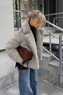 Nancy | Oversized Plush Jacket – Wide Lapel Long Sleeve Outerwear