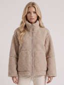 Natasha | Teddy Jacket – Winter High Collar Zip Front Long Sleeve Patch Pockets