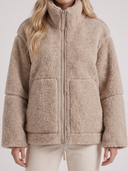 Natasha | Teddy Jacket – Winter High Collar Zip Front Long Sleeve Patch Pockets