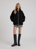 Natasha | Teddy Jacket – Winter High Collar Zip Front Long Sleeve Patch Pockets
