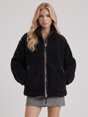 Natasha | Teddy Jacket – Winter High Collar Zip Front Long Sleeve Patch Pockets