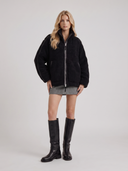 Natasha | Teddy Jacket – Winter High Collar Zip Front Long Sleeve Patch Pockets