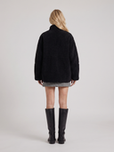 Natasha | Teddy Jacket – Winter High Collar Zip Front Long Sleeve Patch Pockets