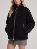 Natasha | Teddy Jacket – Winter High Collar Zip Front Long Sleeve Patch Pockets