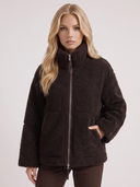 Natasha | Teddy Jacket – Winter High Collar Zip Front Long Sleeve Patch Pockets