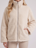 Natasha | Teddy Jacket – Winter High Collar Zip Front Long Sleeve Patch Pockets