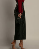 Nerissa | High Waist Maxi Skirt – Casual Side Slit Glossy Finish Long Length