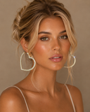 Nia | Crystal Heart Earrings – Evening Oversized Open Hoop Statement Pair